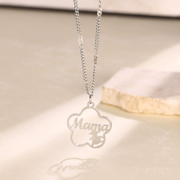 Fashion Sweet Gentle Heart Girl Necklace Stainless Steel Snake Bone Chain Electroplating Cartoon Letters Numbers Text Jewelry