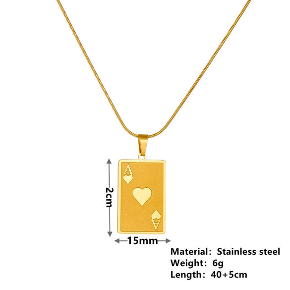 Fashion Sweet Geometric Titanium Steel Poker Frosted Pendant Necklace For Women With Electroplating Treatment