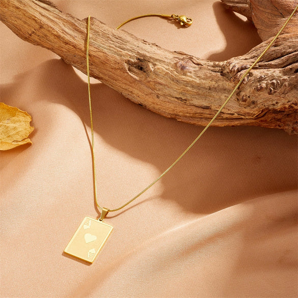 Fashion Sweet Geometric Titanium Steel Poker Frosted Pendant Necklace For Women With Electroplating Treatment