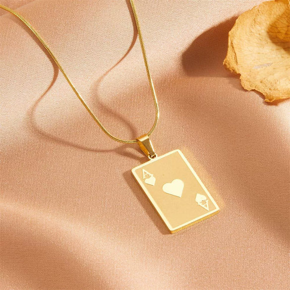 Fashion Sweet Geometric Titanium Steel Poker Frosted Pendant Necklace For Women With Electroplating Treatment