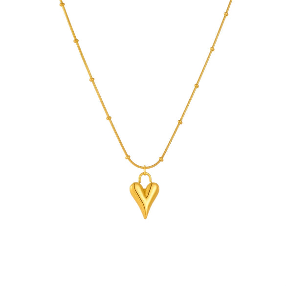 Fashion Sweet Titanium Steel Round Beads Heart Pendant Earrings Bracelet Necklace Set With Heart Water Drop Bell Patterns