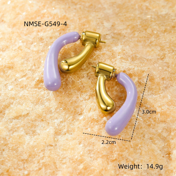Fashion Sweet Wind Oil Drop Geometric Stainless Steel Electroplated Women's Earrings