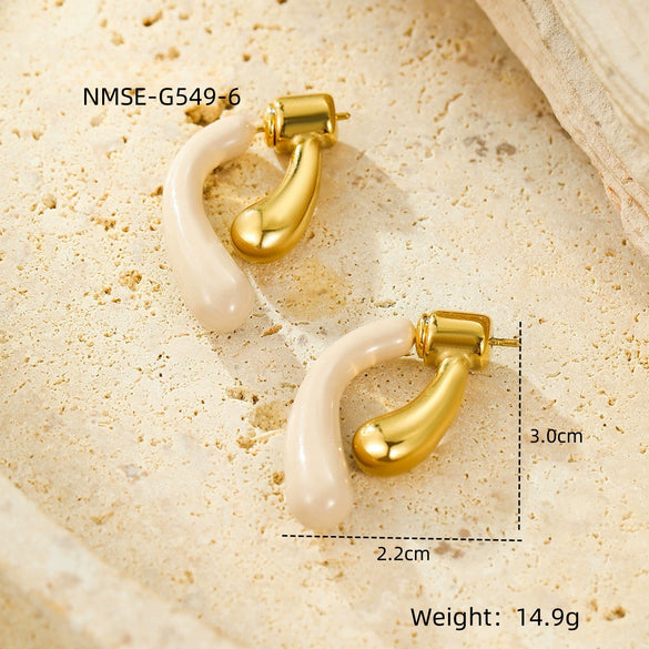 Fashion Sweet Wind Oil Drop Geometric Stainless Steel Electroplated Women's Earrings