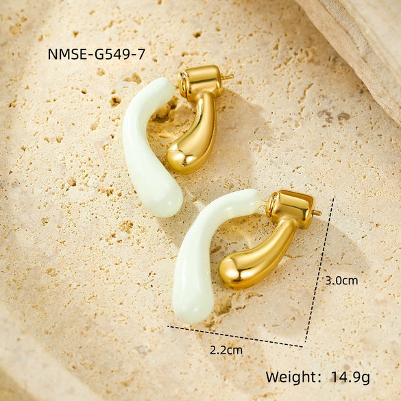 Fashion Sweet Wind Oil Drop Geometric Stainless Steel Electroplated Women's Earrings