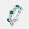Fashion Synthetic Emerald Ring S925 Silver Retro Geometric Style
