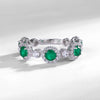 Fashion Synthetic Emerald Ring S925 Silver Retro Geometric Style