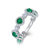Fashion Synthetic Emerald Ring S925 Silver Retro Geometric Style