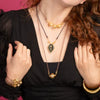 Fashion Tarot Necklace Copper Gold Plated Geometric Pendant Unisex Minimalist Style