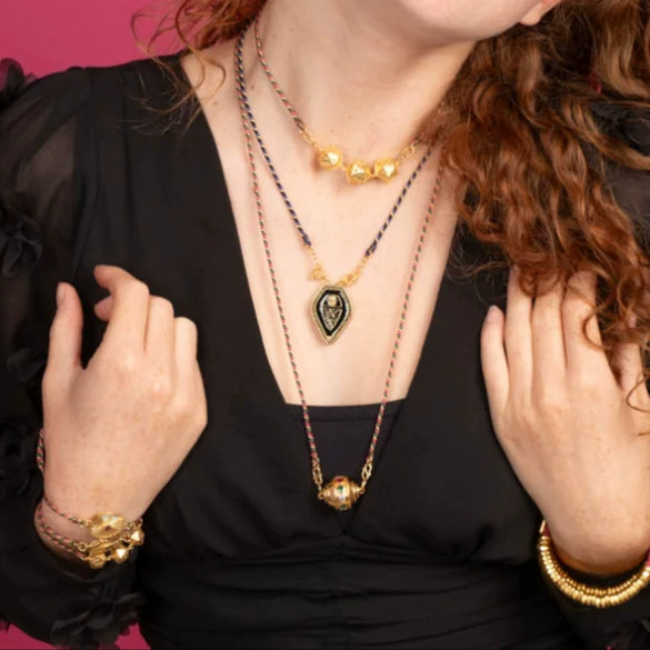 Fashion Tarot Necklace Copper Gold Plated Geometric Pendant Unisex Minimalist Style