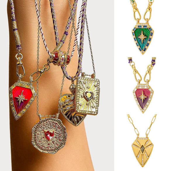Fashion Tarot Necklace Copper Gold Plated Geometric Pendant Unisex