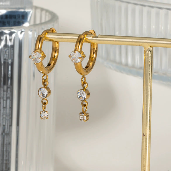 Fashion Tassel Light Luxury Design Women's Geometric Earrings Pendant Jewelry In Stainless Steel With Pvd Furnace Vacuum Real Gold Plating