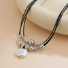 Fashion Temperament Alien Imitation Pearl Pendant Necklace Geometric Handmade Wax Thread
