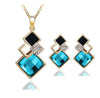 Fashion Temperament Jewelry Set Women's Classic Geometric Square Crystal Acrylic Jewelry