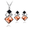 Fashion Temperament Jewelry Set Women's Classic Geometric Square Crystal Acrylic Jewelry