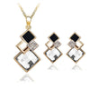 Fashion Temperament Jewelry Set Women's Classic Geometric Square Crystal Acrylic Jewelry