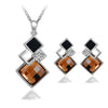 Fashion Temperament Jewelry Set Women's Classic Geometric Square Crystal Acrylic Jewelry