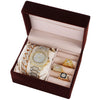 Fashion Temperament Leisure Suit Gift Box For Female With Diamondencrusted Calendar Disc Watch Bracelet And Ring Alloy Case Stainless Steel Strap Round Dial Ordinary Glass Mirror