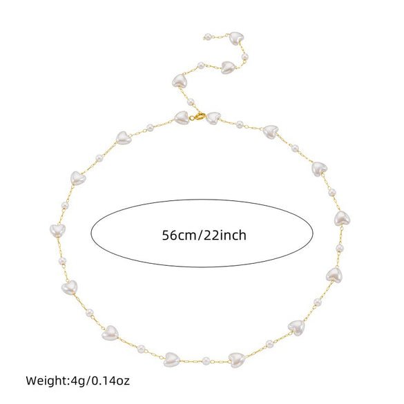 Fashion Temperament Retro Love Water Drops Bells Pearl Stainless Steel Accessories Bracelet Necklace Suit With Electroplating