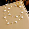 Fashion Temperament Retro Love Water Drops Bells Pearl Stainless Steel Accessories Bracelet Necklace Suit With Electroplating