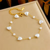 Fashion Temperament Retro Love Water Drops Bells Pearl Stainless Steel Accessories Bracelet Necklace Suit With Electroplating