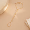 Fashion Textured Metal Pleated Glossy Ins Style Crystal Chain Finger Bracelet For Women With Electroplating