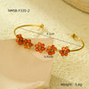 Fashion Titanium Steel And Stainless Steel Flower And Cross Bracelet With Electroplating Treatment And Zircon Inlay