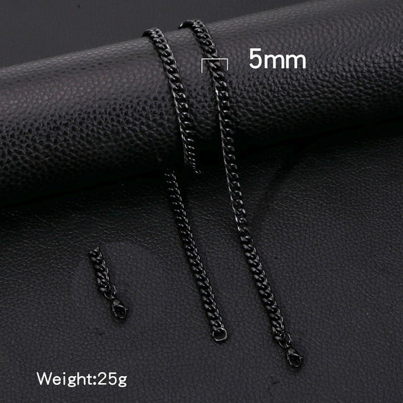 Fashion Titanium Steel And Stainless Steel Round Grinding Cuban Chain Necklace With Wave Pattern And Geometric Style Unisex Jewelry With Electroplating Treatment