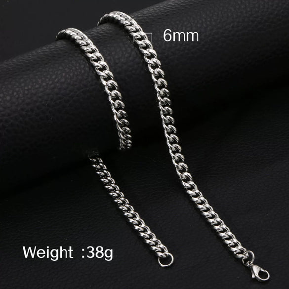 Fashion Titanium Steel And Stainless Steel Round Grinding Cuban Chain Necklace With Wave Pattern And Geometric Style Unisex Jewelry With Electroplating Treatment