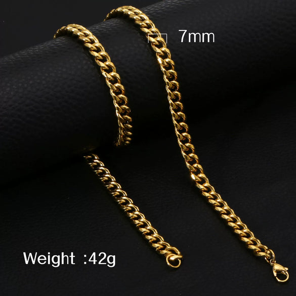 Fashion Titanium Steel And Stainless Steel Round Grinding Cuban Chain Necklace With Wave Pattern And Geometric Style Unisex Jewelry With Electroplating Treatment