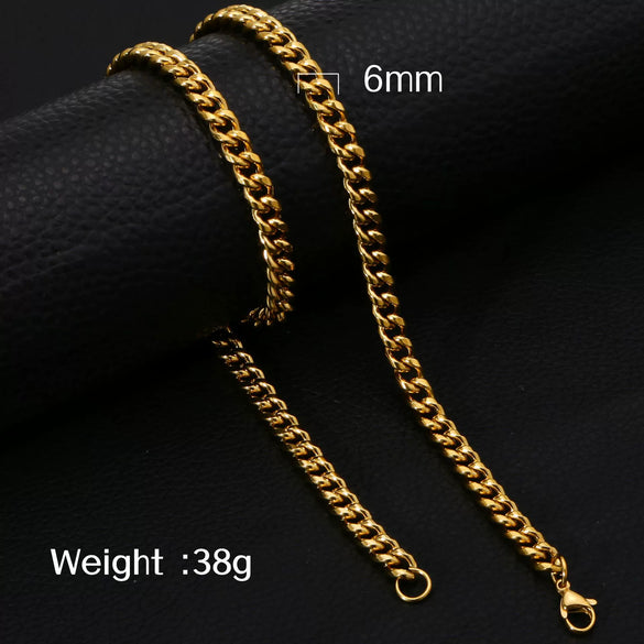 Fashion Titanium Steel And Stainless Steel Round Grinding Cuban Chain Necklace With Wave Pattern And Geometric Style Unisex Jewelry With Electroplating Treatment