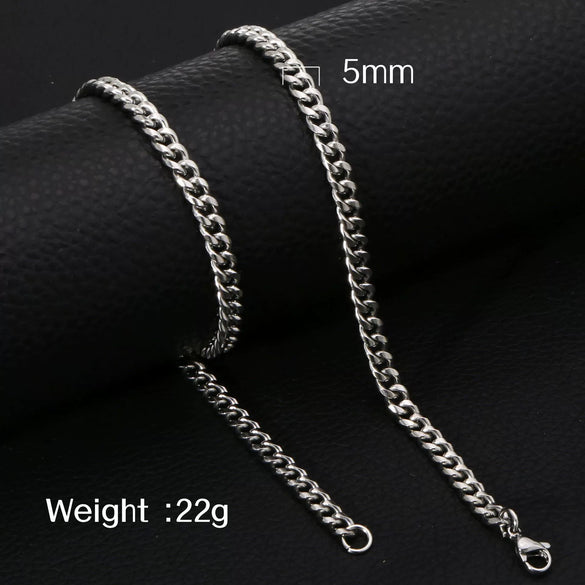 Fashion Titanium Steel And Stainless Steel Round Grinding Cuban Chain Necklace With Wave Pattern And Geometric Style Unisex Jewelry With Electroplating Treatment
