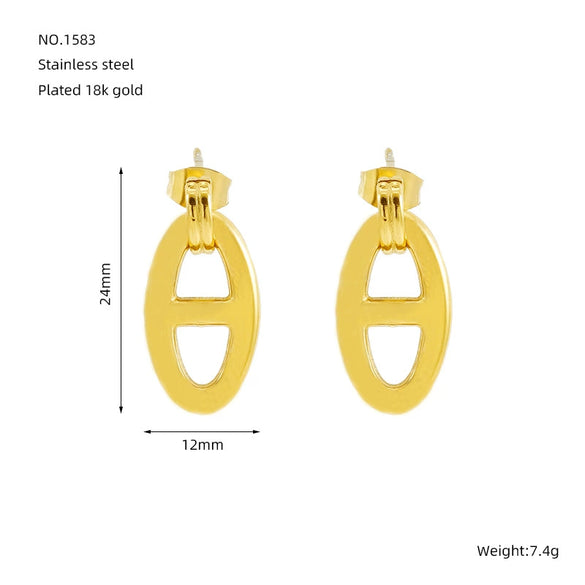 Fashion Titanium Steel Animal Zodiac Pig Nose Hollow Electroplated Women's Earrings
