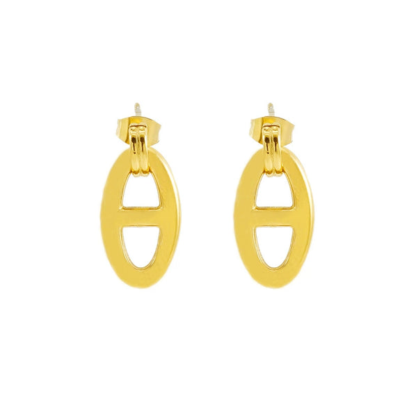 Fashion Titanium Steel Animal Zodiac Pig Nose Hollow Electroplated Women's Earrings
