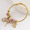 Fashion Titanium Steel Bracelet For Women With Crystal Beaded Key Crown Love Pendant And Diamonds