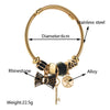 Fashion Titanium Steel Bracelet With Crystal Beaded Bow And Diamond Pendant For Women