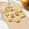 Fashion Titanium Steel Five Leaf Clover Electroplated Jewelry Set Necklace Bracelet