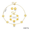 Fashion Titanium Steel Five Leaf Clover Electroplated Jewelry Set Necklace Bracelet