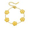 Fashion Titanium Steel Five Leaf Clover Electroplated Jewelry Set Necklace Bracelet