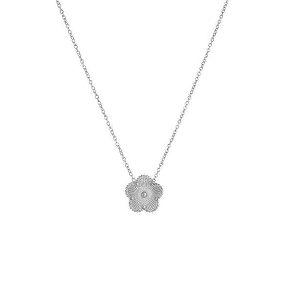 Fashion Titanium Steel Five Leaf Clover Electroplated Jewelry Set Necklace Bracelet