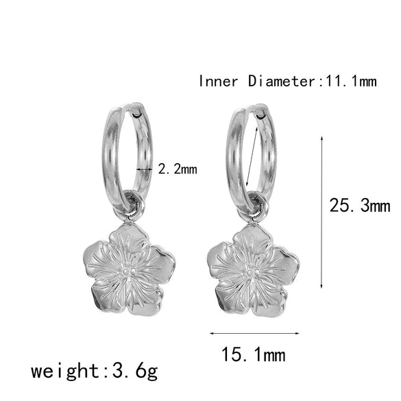 Fashion Titanium Steel Flower Earrings For Ladies With Electroplating