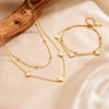 Fashion Titanium Steel Four Leaf Clover Double Layer Women's Bracelet Necklace Suit With Plant Flower Pattern