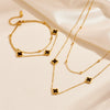 Fashion Titanium Steel Four Leaf Clover Double Layer Women's Bracelet Necklace Suit With Plant Flower Pattern