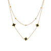 Fashion Titanium Steel Four Leaf Clover Double Layer Women's Bracelet Necklace Suit With Plant Flower Pattern