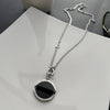 Fashion Titanium Steel Geometric Plaid Water Wave Chain Long Round Necklace Unisex Accessories