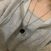 Fashion Titanium Steel Geometric Plaid Water Wave Chain Long Round Necklace Unisex Accessories