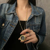 Fashion Titanium Steel Geometric Plaid Water Wave Chain Long Round Necklace Unisex Accessories