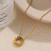 Fashion 316L Stainless Steel Geometric Round Pendant Clavicle Chain
