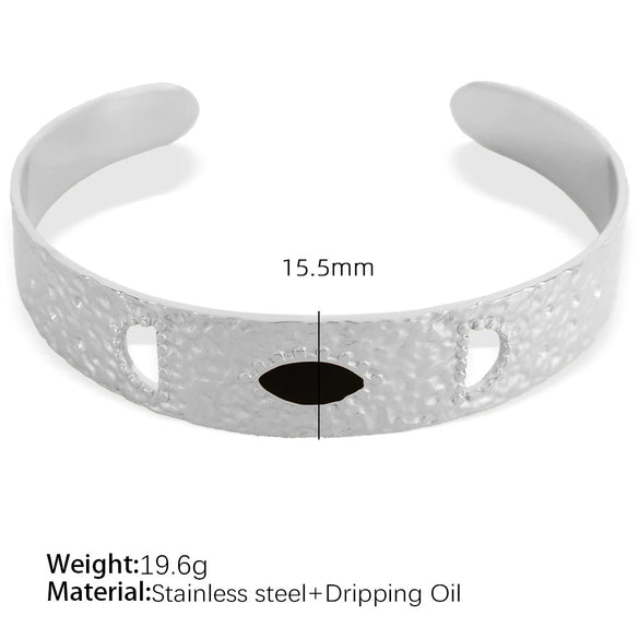 Fashion 316L Stainless Steel Goldplated Cshaped Opening Adjustable Bracelet With Oil Dropping Design And Electroplating Process