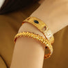 Fashion 316L Stainless Steel Goldplated Cshaped Opening Adjustable Bracelet With Oil Dropping Design And Electroplating Process