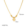 Fashion Titanium Steel Heart Shape Pendant Necklace With Gold Plated Beaded Chain